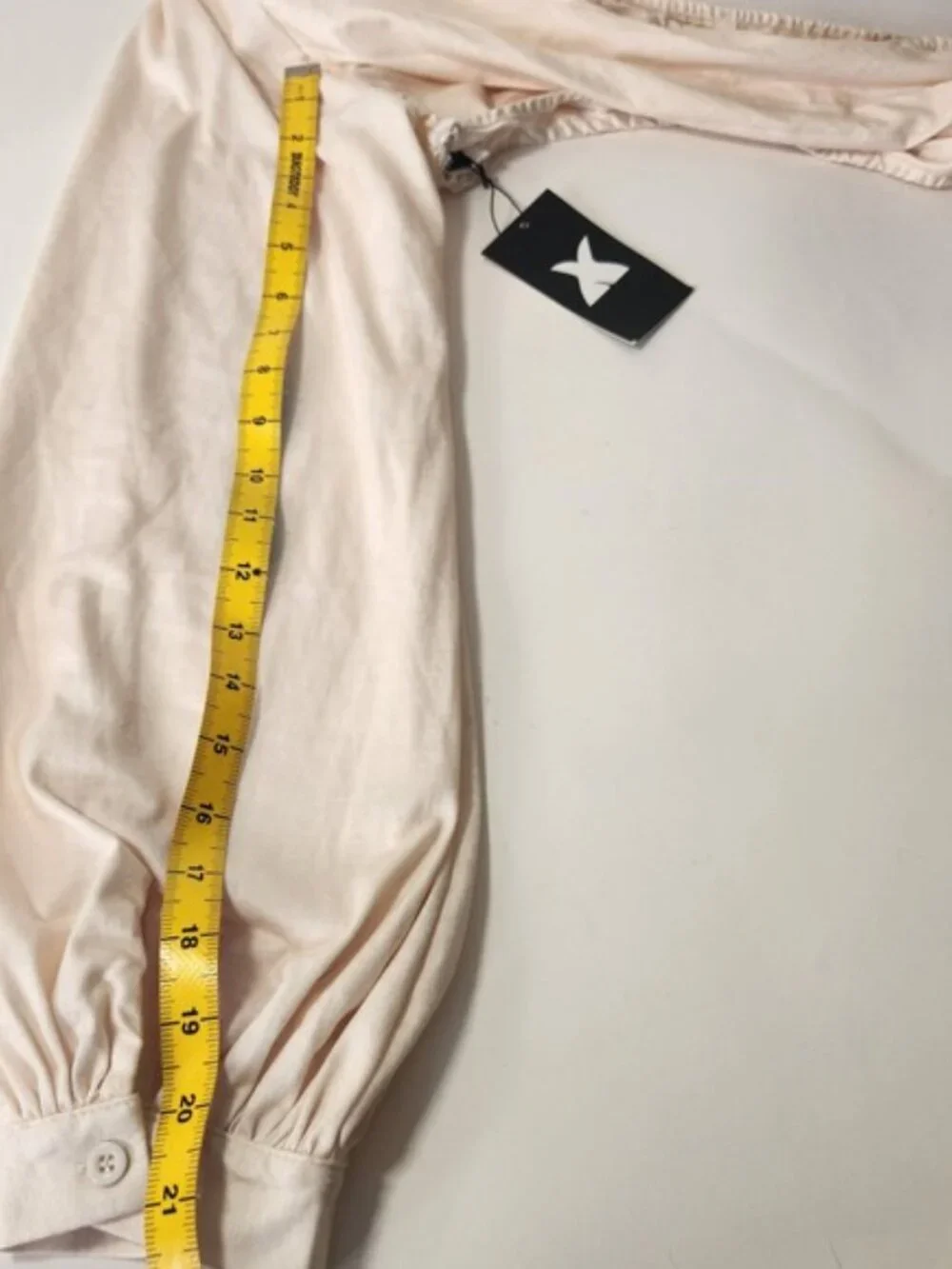 XPLUSWEAR Cream One Shoulder Ruched Puff Sleeve Top XL NWT - Picture 6 of 6